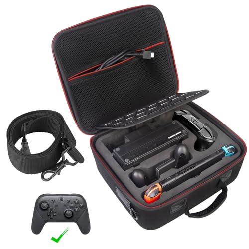 Health joy Carrying Case for Nintendo Switch/Switch OLED Model (2021), Hard Travel Storage Protective Case with Handle and Shoulder Strap for Pro Controller, Poke Ball Plus and Switch Accessories