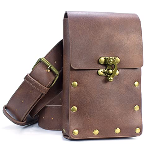 Cellphone Holder Retro Belt Pouch Waist Bag Womens Fanny Pack Steampunk Mens Medieval Renaissance Purse Costume Accessory Brown