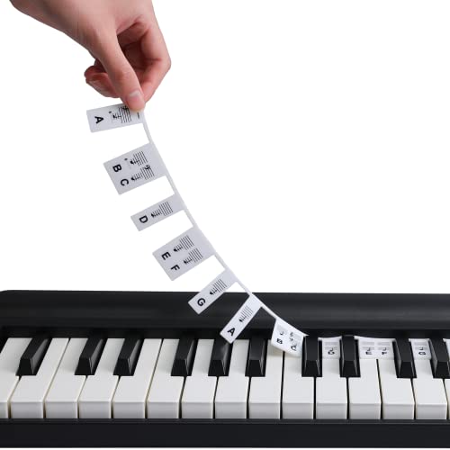 Piano Keyboard Notes Guide for All 88/61/54/49/37 Keys, Removable Piano Keyboard Note Labels for Beginner Learning, Made of Silicone, No Need Stickers, Reusable & Portable, Comes with a Box(Black)