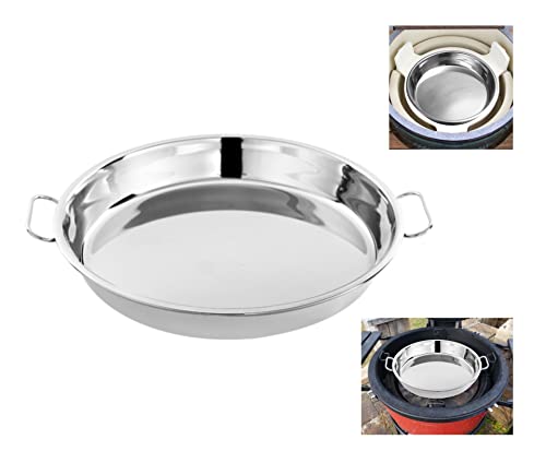 lxkj Stainless Steel Drip Pan, Perfect for Big Green Egg, Kamado Joe Classic Joe, Acorn & Weber Grills & Smokers, Baking Tray, Salad Plates, 13' Diameter Round, Reusable and Easy to Clean