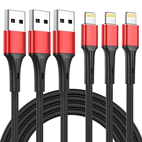iPhone Charger, [Apple MFi Certified ] 3Pack 6FT USB A Cable, [Upgrade] Fast iPhone Charging Cord Cable Compatible with iPhone 11/11 Pro/11 Pro Max/X/XS/XR/XS Max/8/8 Plus(Red)