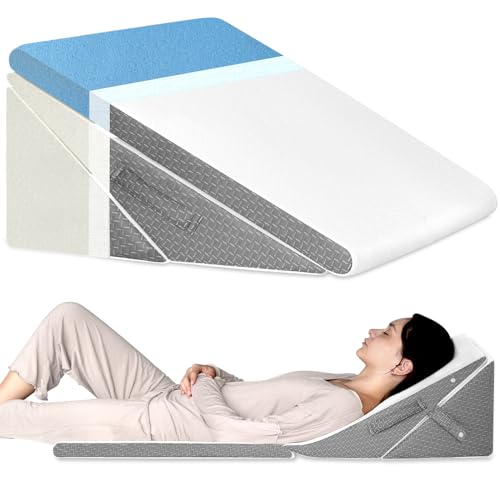 Bed Wedge Pillow for Sleeping, 7.5 & 9 & 11 & 12 Inch Adjustable Memory Foam Triangle Wedge Pillow Post Surgery for Back, Legs and Knee Support, Acid Reflux, Gerd, Heartburn and Snoring