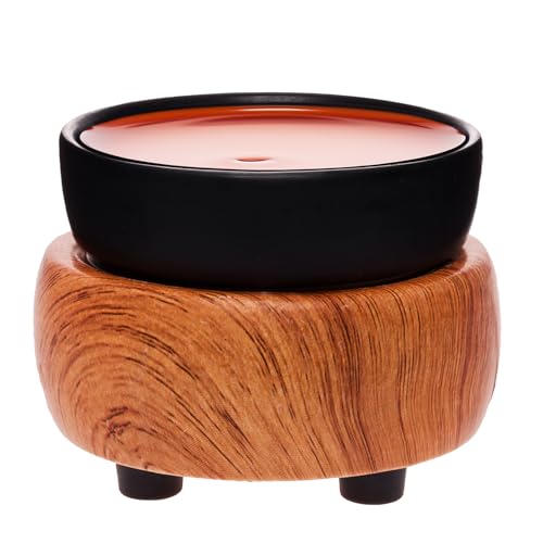 Mindful Design Black Wood Grain Candle Wax Warmer for Scented Wax - Electric Plug in Wax Melt Warmer - Stocking Stuffer Gift Holiday Christmas Hanukkah