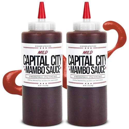 Capital City Mambo Sauce - Mild Recipe | Washington DC Wing Sauces | Perfect Condiment Topping for Wings, Chicken, Pork, Beef, Seafood, Burgers, Rice or Noodles | 12 oz Bottles (2 Pack)