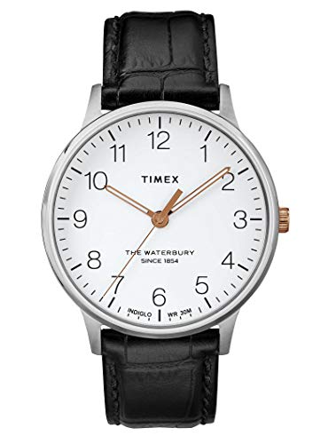 Timex Men's Analogue Watch Waterbury with Leather Strap, Black, Strap