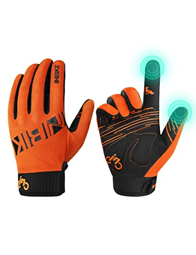 INBIKE Cycling Gloves for Men/Women Bike Gloves with Touchscreen-Padded Anti-Slip Mountain Biking MTB Bicycle Gloves for Cycling/Workout/Gym/Outdoor Orange L