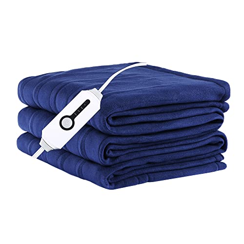 Electric Heated Blanket, 72' x 84' Full Size with 4 Heating Levels, 10H Auto Shut Off, Soft Fleece Warm Heated Blanket, Fast-Heating & Machine Washable - Blue