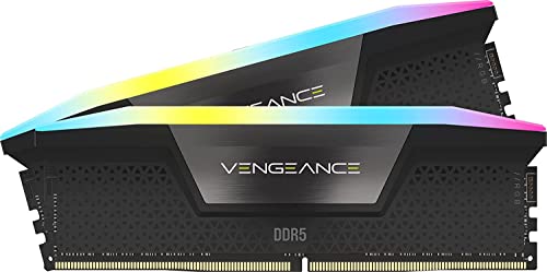 CORSAIR VENGEANCE RGB DDR5 RAM 32GB (2x16GB) 6400MHz CL32 Intel XMP iCUE Compatible Computer Memory - Black (CMH32GX5M2B6400C32)