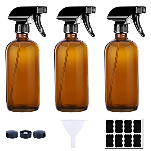 Amber Glass Spray Bottles, 3 Pack 8 Oz Amber Spray Bottles, Refillable Empty Spray Bottles with Adjustable Nozzle, for Essential Oils, Cleaning Solutions, Aromatherapy, Facial Hydration, Hair Mister