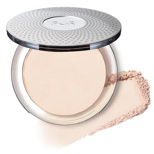 PÜR Beauty 4-in-1 Pressed Mineral Makeup SPF 15 Powder Foundation with Concealer & Finishing Powder- Medium to Full Coverage Foundation- Mineral-Based- Cruelty-Free & Vegan Friendly, Fair Ivory