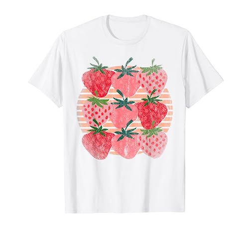 Retro Red Berry Fruit Cottagecore Strawberry T-Shirt