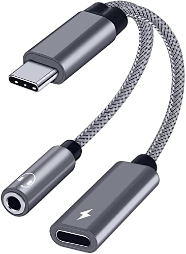 Samsung Galaxy S24 Headphone Adapter, USB C to AUX Mic Jack with PD 60W Fast Charging for Stereo, Earphones, Compatible with Samsung Galaxy S24/S24+/S24 Ultra/S23/S23+, Google Pixel 7/6