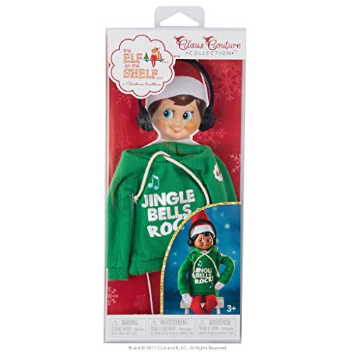 The Elf on the Shelf Jingle Jam Hoodie Elf Accessory - DJ Sweatshirt with Headphones Set - 2 Piece Clothing Accessory for Boy or Girl Elves - Green Vintage Claus Couture Christmas Outfit Costume