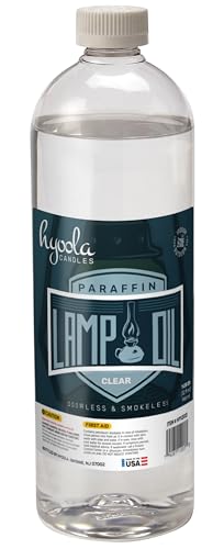 Hyoola Liquid Paraffin Lamp Oil - Clear Smokeless, Odorless, Ultra Clean Burning Fuel for Indoor and Outdoor Use - Highest Purity Available - 32oz