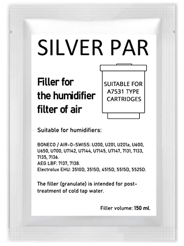 Silver PAR 7533 Demineralization Filler for 7531 Cartridge Compatible with AOS, BONECO & AIR-O-Swiss Ultrasonic Humidifiers Model #'s 2055, 2055A,7131,7133,7135,7142,7144,7145,7147,U200,U600,U650,U700