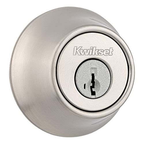 Kwikset 660 Deadbolt Deadbolt Lock, Satin Nickel Round Exterior Keyed Front Entry Door, Pick Resistant SmartKey Rekey Security, Single Cylinder Dead Bolt, with Microban Protection