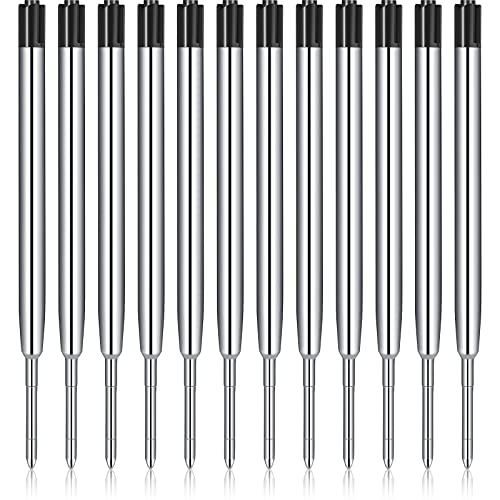 12 Pieces Pen Refills Black Ink 1.0mm Medium Point Metal Ballpoint Refill Smooth Writing Pen Refills Replacement Refills for Retractable Ballpoint Pen School Office Supplies (Black)