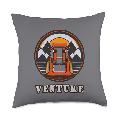 Wanderlust Wilderness Graphics Trailblazer Backpack Emblem Throw Pillow