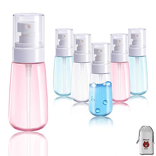 AMORIX 6PCS Spray Bottles Small 100ml 3.4 oz Empty Mini Travel Size Spray Bottle Fine Mist Hairspray Bottle for Essential Oils Refillable Travel Containers for Cosmetic, Perfume + Drawstring Bag