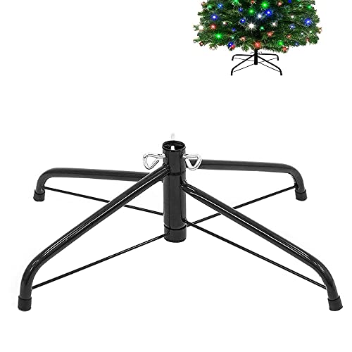 Fvieon Folding Christmas Tree Stand for 4-9 Ft Artificial Trees, Replacement Xmas Base Fits 0.5-1.25 Inch Poles, Black
