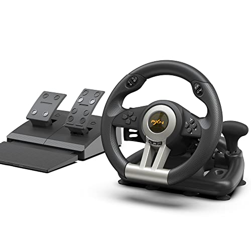 PXN PC Racing Wheel, V3II 180 Degree Universal USB Car Sim Game Steering Wheel with Pedals for Xbox One, Xbox Series S/X PS3, PS4, Switch