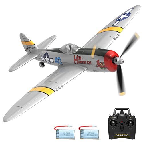 VOLANTEXRC RC Plane for Beginners, 4CH WWII Warbird P-47 Thunderbolt with Aileron, 2.4Ghz RC Airplane with Xpilot Self Righting&One Key Aerobatic, Gifts for Adults (761-16 RTF)
