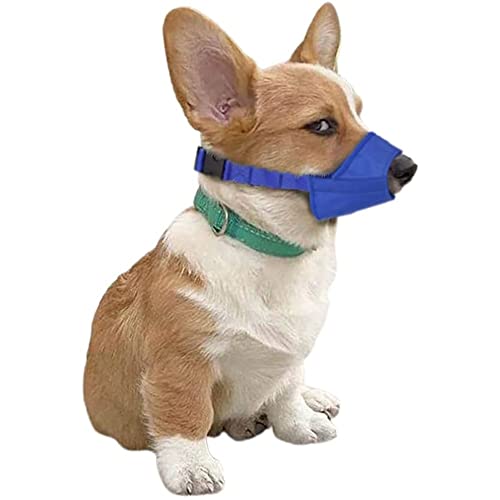 Parts Express Dog Muzzle, Soft Anti-Biting Barking Chewing Muzzle, Breathable Waterproof Adjustable Muzzle for Small Medium Dogs,Blue (XXS)