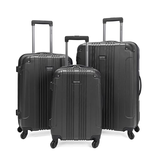 Kenneth Cole REACTION Out of Bounds Lightweight Hardshell 4-Wheel Spinner Luggage, Charcoal, 3-Piece Set (20', 24', & 28')