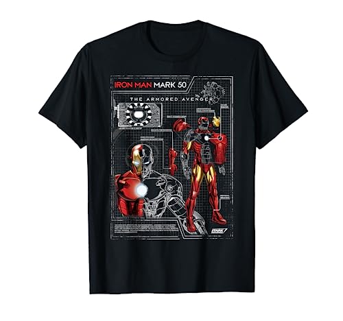 Iron Man Armor Plated Suit Blue Print Schematic T-Shirt T-Shirt