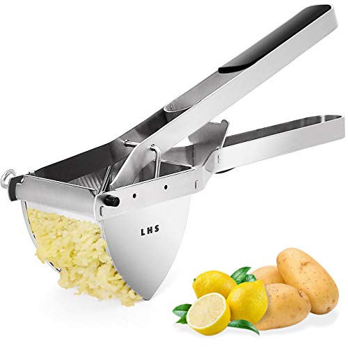 LHS Potato Ricer and Masher Stainless Steel Heavy Duty Commercial Baby Food Masher, Business Fruit Masher and Food Press with Ergonomic Comfort Grip