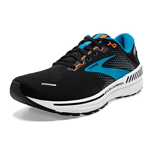 Brooks Men's Adrenaline GTS 22 Supportive Running Shoe - Black/Blue/Orange - 10.5 Medium