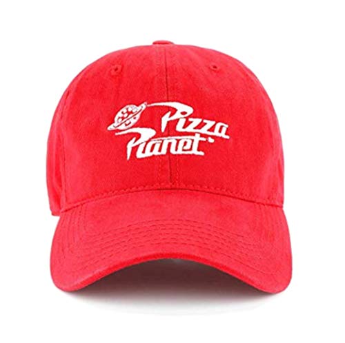 Concept One Disney Pixar Toy Story Dad Hat, Pizza Planet Delivery Cotton Adjustable Baseball Cap with Curved Brim, Red, Medium