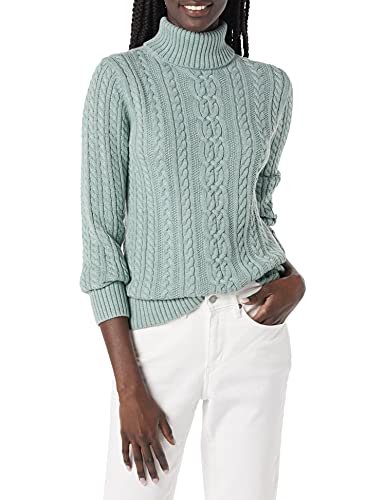Amazon Essentials Women's Fisherman Cable Turtleneck Sweater (Available in Plus Size), Sage Green Heather, 4X