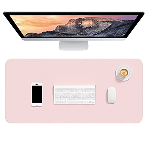 Hsurbtra Desk Pad, 30' x 14' PU Leather Desk Mat, XL Extended Mouse Pad, Waterproof Desk Blotter Protector, Ultra Thin Large Laptop Keyboard Mat, Non-Slip Desk Writing Pad for Office Home, Pink