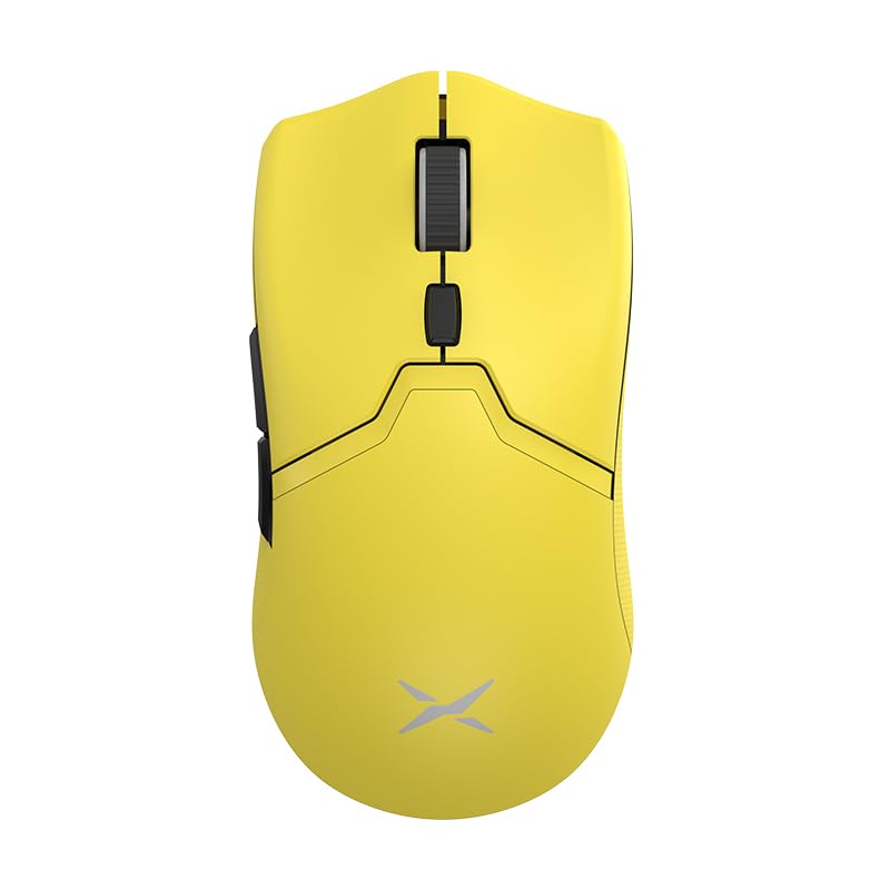 DeLUX M800PRO Wireless Gaming Mouse, Rechargeable Lightweight Computer Mouse, with PAW3395 Sensor 26000DPI, Tri-Mode, Huano Pink Switches, Matt UV Coating (Yellow)