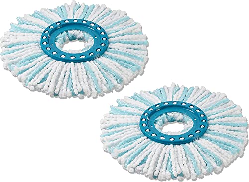 Leifheit x2 Set Clean Twist Disc Mop Replacement Head - Microfibre, Effective Microfibre Giving High Water and Dirt Absorption, Easily Fitted, Replacement Mop Head, Set of 2