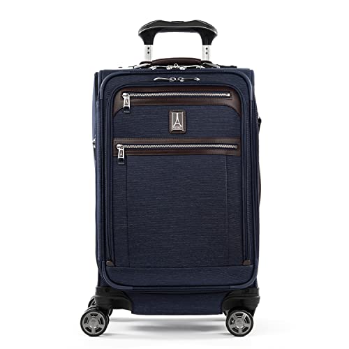 Travelpro Platinum Elite Softside Expandable Carry on Luggage, 8 Wheel Spinner Suitcase, USB Port, Suiter, Men and Women, True Navy Blue, Carry On 21-Inch