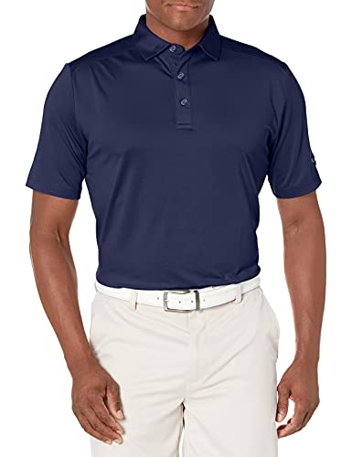 Callaway Men's Micro Hex Golf Performance Polo Shirt with Sun Protection, Solid Stretch Fabric, Peacoat, Large