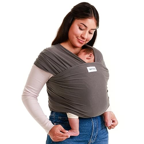 Sleepy Wrap Stretchy Ergonomic Baby Carrier Sling for Newborns to Toddlers - Hands-Free Lightweight Baby Wrap 7-35 lbs (Dark Grey)