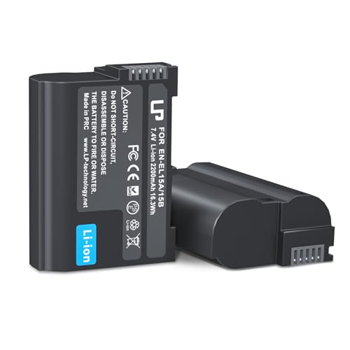 EN-EL15 Battery Pack, LP 2-Pack EN-EL15 EN EL15a Rechargable Li-ion Replacement Battery Compatible with Nikon D7500, D7200, D7100, D7000, D850, D750, D500, D810a, D810, D800e, D800, D610, D600 & More