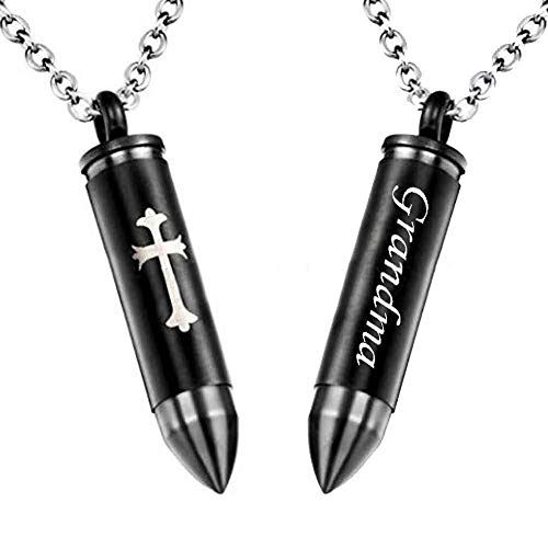 MEMORIALU Grandma Bullet Urn Necklaces for Ashes Cross Celtic Cremation Jewelry Keepsake Memorial Pendant