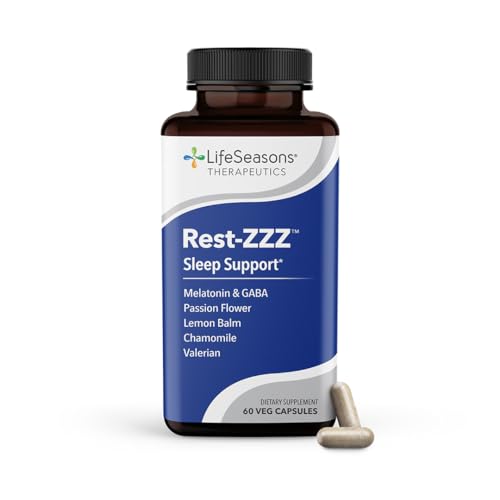 Rest-ZZZ - Powerful Sleep Support Supplement - Fall Asleep & Stay Asleep - Calms Nervous System - Naturally Ease Muscle Tension & Restlessness - Low Dose Melatonin GABA & Chamomile - 60 Capsules