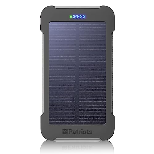 4Patriots Patriot Power Cell CX: Portable Solar Power Bank - Rechargeable External Battery with 3 USB Ports, 8,000 mAh Lithium Ion Battery, LED Flashlight, Great for Camping, Hiking or Emergencies