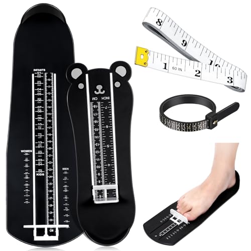 Weewooday 2 Pcs Shoes Measuring Sizer Foot Measuring Devices Ruler with Measuring Tape and Ring Sizer, US Size Standard(Black, Bear)