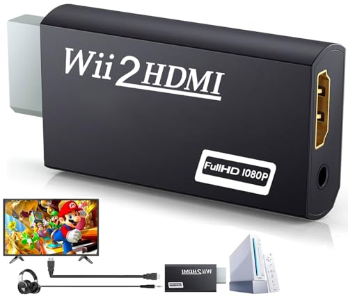 CHS Wii to HDMI Converter, Wii to HDMI Adapter for HD 1080p Video Audio Output with 3.5mm Audio Jack, Supports All Wii Display Modes, Wii, Wii U, HDTV, Monitor, NTSC