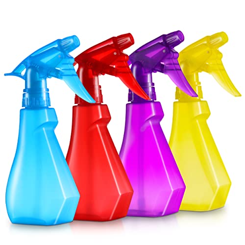 DilaBee Spray Bottles (8 Oz) Water Spray Bottle for Hair, Plants, Cleaning Solutions, Cooking, BBQ, Squirt Bottle for Cats, Empty Spray Bottles - BPA-Free (Red, Yellow, Purple, Blue, 4-Pack)