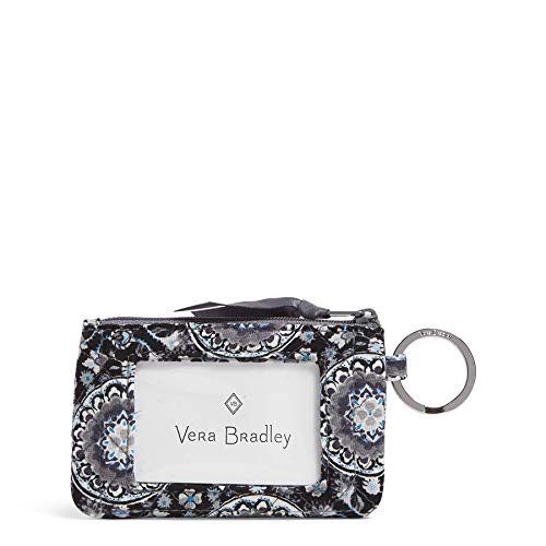 Vera Bradley Women's Cotton Zip ID Case Wallet, Charcoal Medallion, One Size