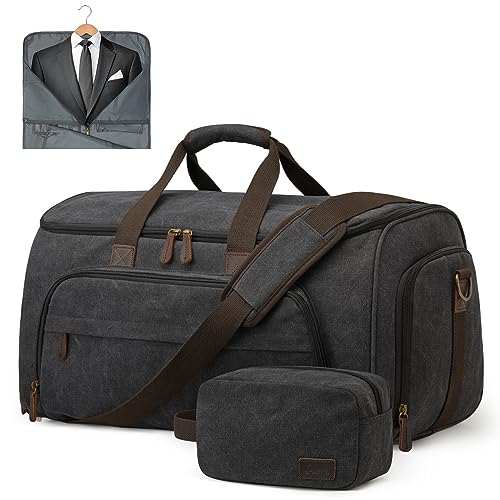 Carry On Garment Bag for Travel, S-ZONE Convertible Garment Duffle Bag Suit Bags for Men Women Travel- 2 in 1 Hanging Suitcase Business Travel Bag with Toiletry Bag (Black)