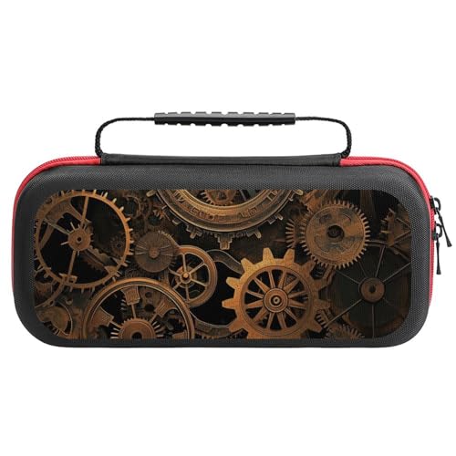 OBINAOBINA Steampunk Gears Carry Case Compatible with Nintendo Switch Protective Hard Shell Cover with 20 Games Cartridges Pouch