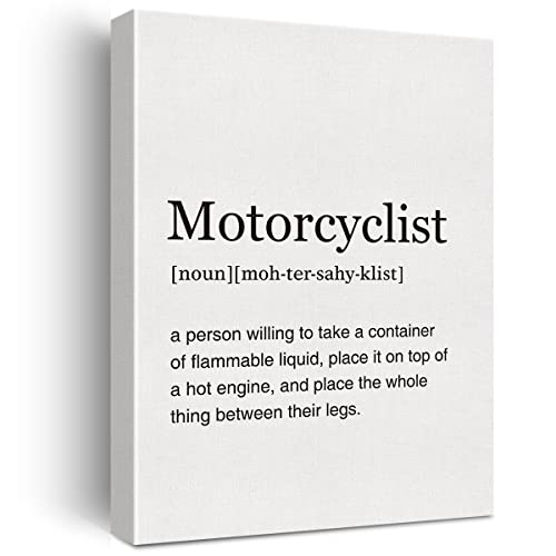 LEXSIVO Motorcyclist Definition Print Canvas Wall Art Home Office Decor Modern Motorcycle Quote Painting 12x15 Canvas Poster Framed Ready to Hang Artwork Motorcyclist Gifts